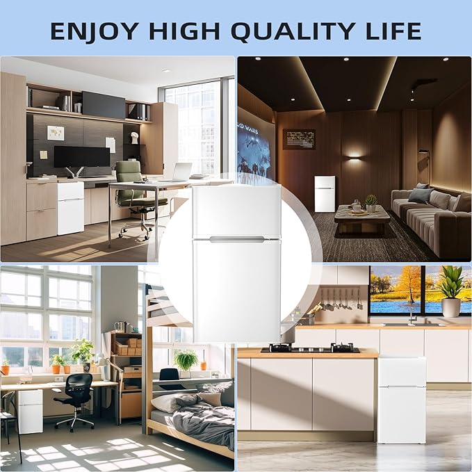 Antarctic Star 3.2 Cu.Ft,Compact Refrigerator,Mini Refrigerator with Freezer,Dual Temperature Fridge,Adjustable Thermostat,for Bedroo/Office/Dorm/Kitchen(white)