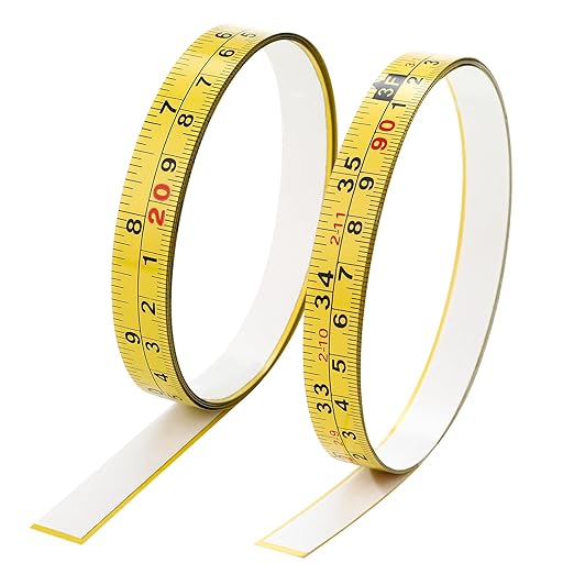 2Pcs Steel Self-Adhesive Measuring Tape, Imperial & Metric Tape Measure Sticker Ruler, Left to Right and Right to Left Stick on Tape Measure for Workbench, Woodworking, Saw & Drafting, 100cm/39Inch