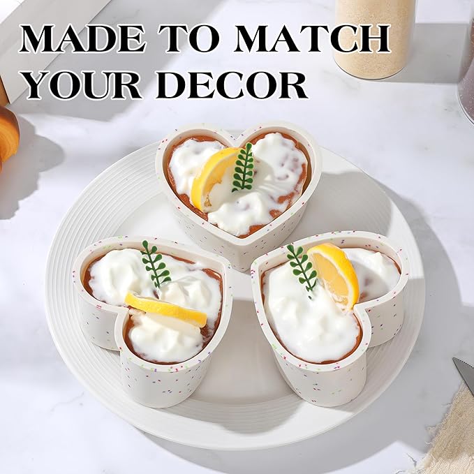 6 Inch Silicone Heart Shaped Cake Pans 2 Pcs Small Heart Cake Pan Set Nonstick Silicone Heart Molds for Baking (Cream)