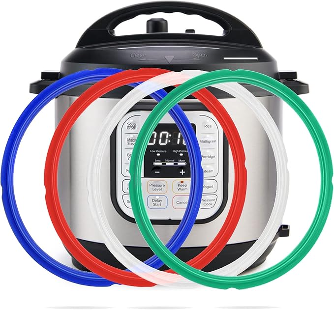 4 Pack Sealing Ring 6 Qt for Instant Pot Sealing Rings for 5/6 Qt Insta Pot, With 4 Float Valve Caps, Food-grade Silicone Instantpot 6Qt Sealing Ring for Instant Pot 5&6 Qt, Red, Clear and Green Blue