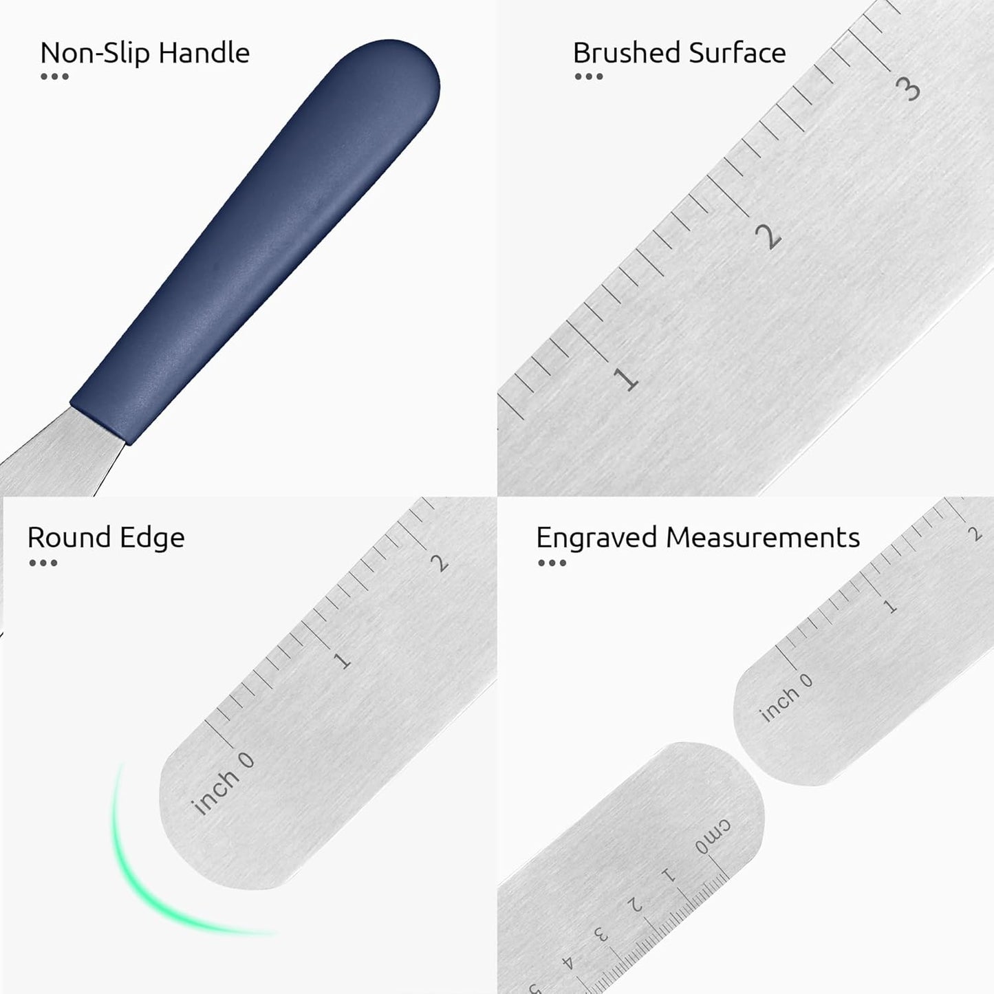 U-Taste 8in Cake Icing Spatula: Flexible Decorating Frosting Knife with Straight Thinner Stainless Steel Blade, Smooth Spreading Tools with Comfortable PP Handle for Cream, Cupcake (Midnight Blue)