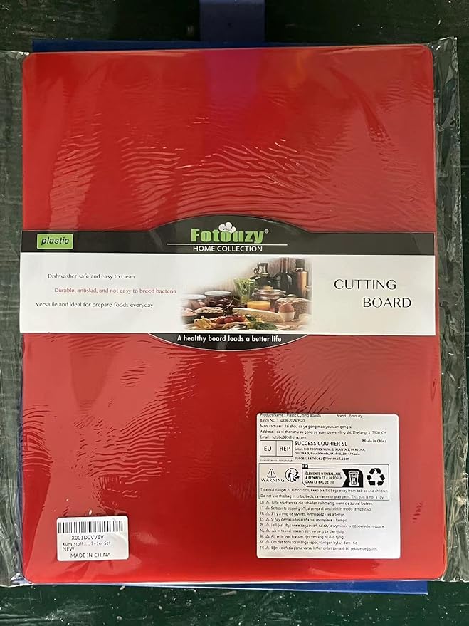 Cutting Board Mats Flexible Plastic Colored Mats with Food Icons, Fotouzy BPA-Free, Non-Porous, Anti-skid back and Dishwasher Safe, Set of 7+1 8 Pieces