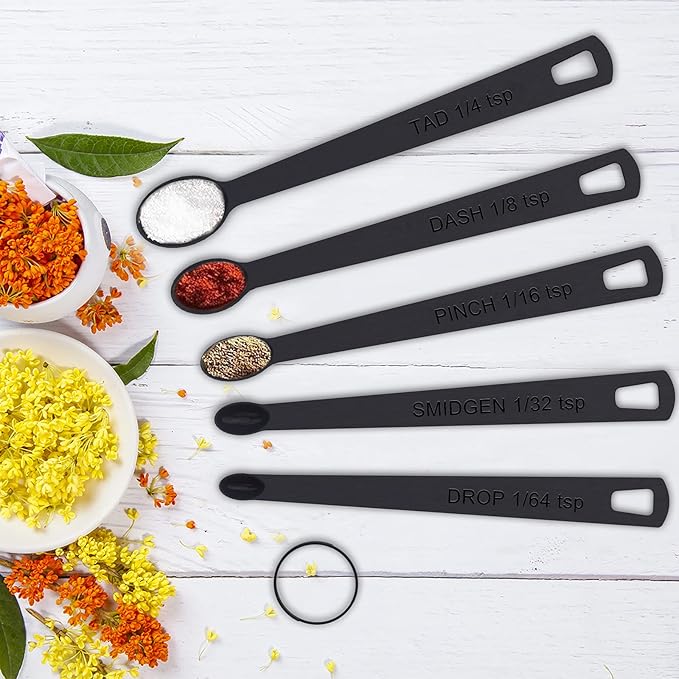 21 Pcs Stainless Steel Measuring Cups and Spoons Set, Wildone Stackable Metal Measuring Cups and Spoons for Cooking & Baking, Includes 7 Cups, 9 Spoons and 5 Mini Spoons(Black)