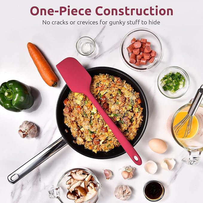 14in Extra Large Silicone Spatula: U-Taste 600ºF Heat Resistant Flexible Silicon Mixing Stirring Cooking Scraping Baking Bowl Scraper Seamless Spreader for Kitchen Nonstick Cookware (Red)