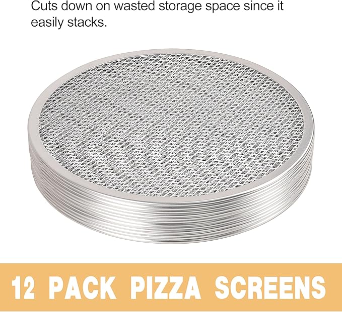 LRui Pizza Screen,12 Inch,12 Pack,Seamless Aluminum Pizza Pan With Holes.