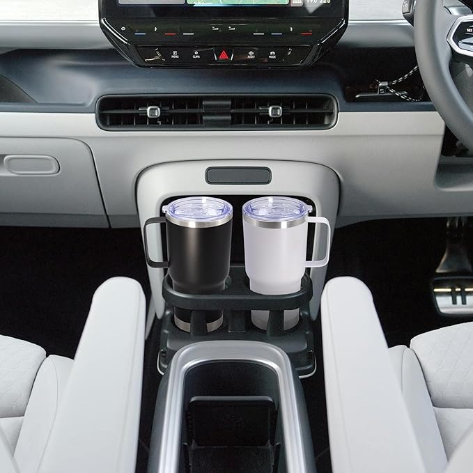 20 oz Tumbler with Handle and Lid, Stainless Steel Tumbler Insulated Travel Coffee Mug, Spill Proof Double Wall Vacuum Tumbler Cup Keep Drink Hot & Cold, Black, 12 Pack