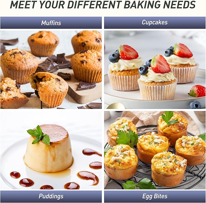 2 Packs 12 Cups Silicone Muffin Pan with Metal Reinforced Frame Regular Size Cupcake Pan Tray Egg Bites Silicone Circle Cookie Molds Muffin Tin Tart Pans Baking Sheet Set for Breakfast Sandwiches