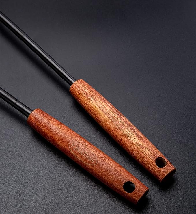 Soup Ladle 14.2 inches Wok Utensils Stainless Steel Soup Ladle Rust Proof Soup Ladle With Ergonomic Wooden Handle Soup Serving Spoon Ladles For Cooking, Gravy, Sauces, and More