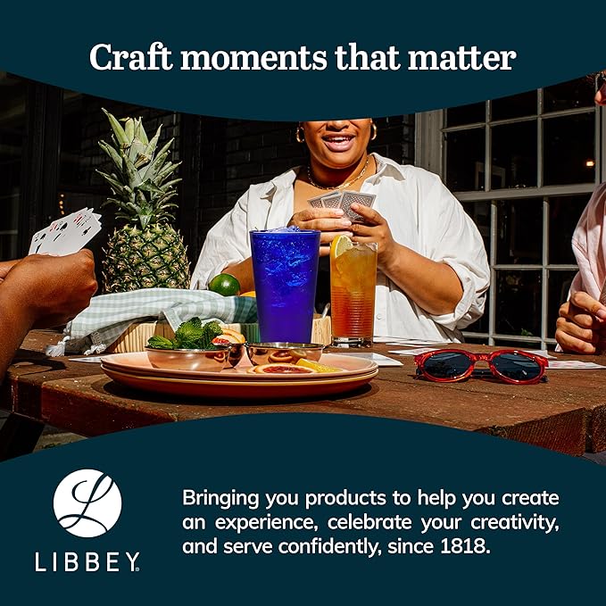 Libbey Cobalt Blue Drinking Glasses, Classic Design Flare Tumbler Glasses Set of 8, Dishwasher Safe Glass Drinking Glasses for Beverages