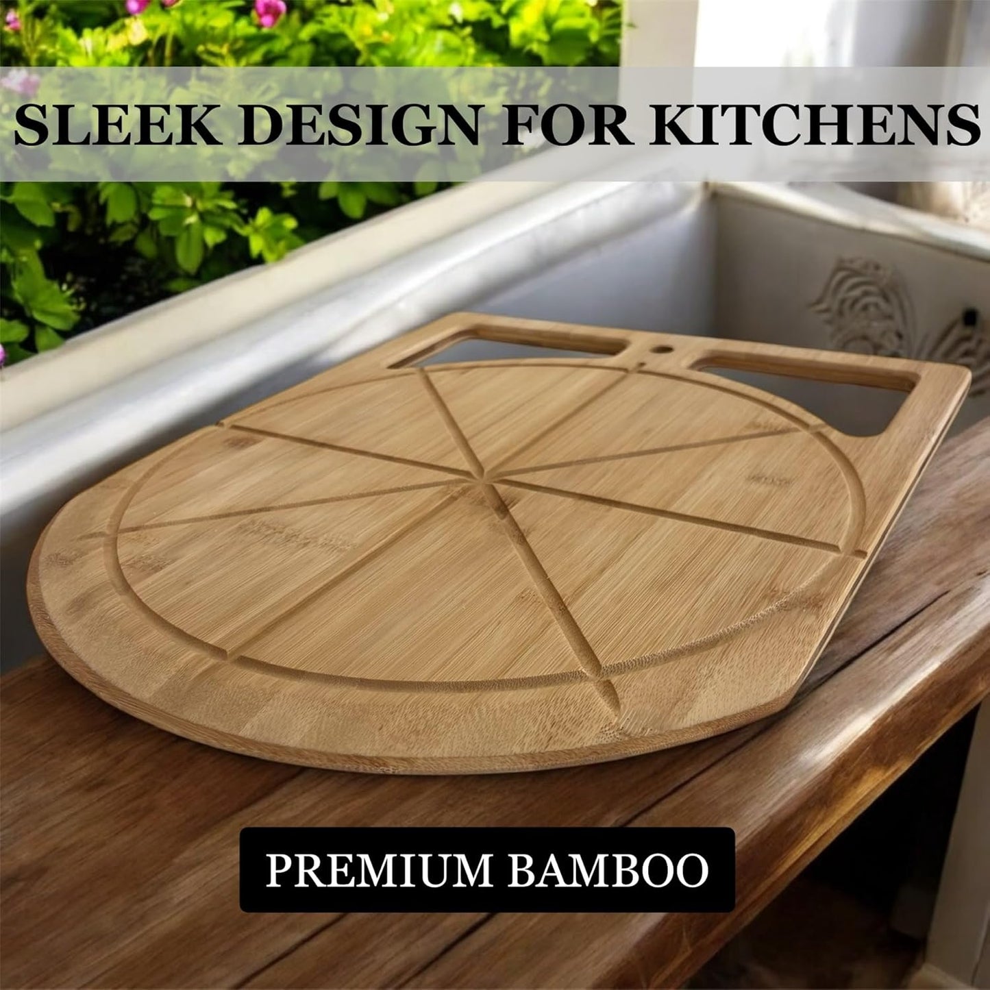 2-in-1 Wooden Pizza Peel & Bamboo Cutting Board | Dual Grip Pizza Paddle Board for Baking, Pizza Spatula & Large Cutting Board for Pizza | Pizza Turning Peel for Baking Accessories, 17" X 13.5"'