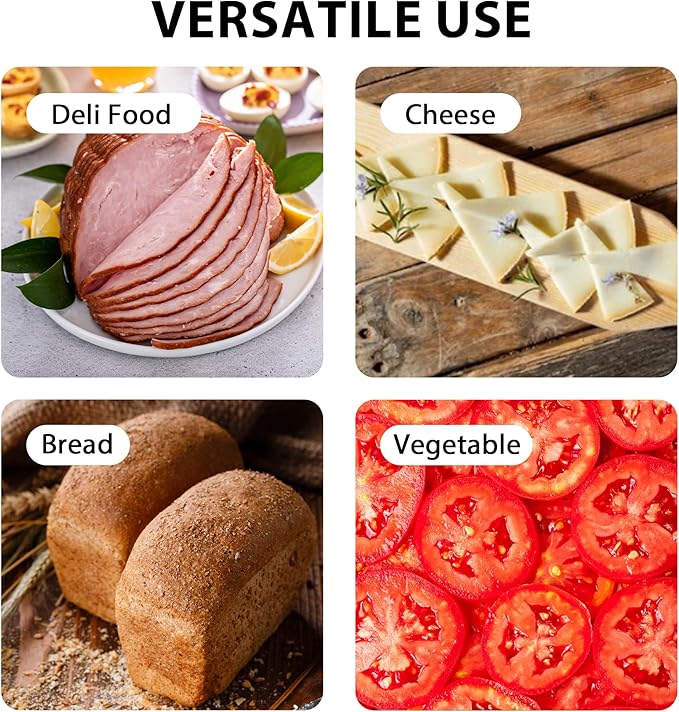 Electric Meat Slicer, Deli Meat Slicer Machine for Home Use with 7.5" Stainless Steel Blade, Adjustable Thickness, Easy to Clean, Cuts Meat, Bread, Cheese, Silver