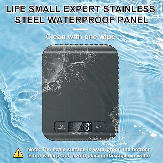 Food Scale, 11lb Kitchen Scale with 6 Units Tare Function & LCD Display, 0.05oz/1g Stainless Steel Digital Food Scale Grams and Ounces for Baking, Cooking, Dieting and Meal Prep (Black)