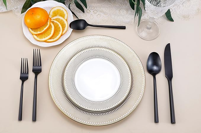 DEACORY Silverware Set Flatware Set Matte Black Cutlery Set Brushed Finished Hexagon Handle Heavy Stainless Steel 20 Pieces Dishwasher Safe Service for 4