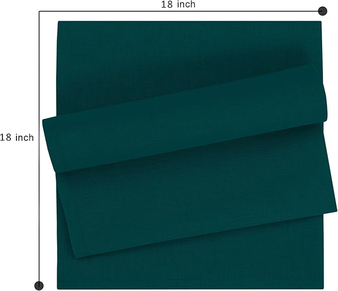 Ruvanti Linen Napkins Set of 12, 18x18 Cloth Napkins, Cotton Linen Blend Napkins Cloth Washable, Soft, Reusable Dinner Napkins for Wedding, Parties, Christmas, Thanksgiving, Everyday Use - Teal