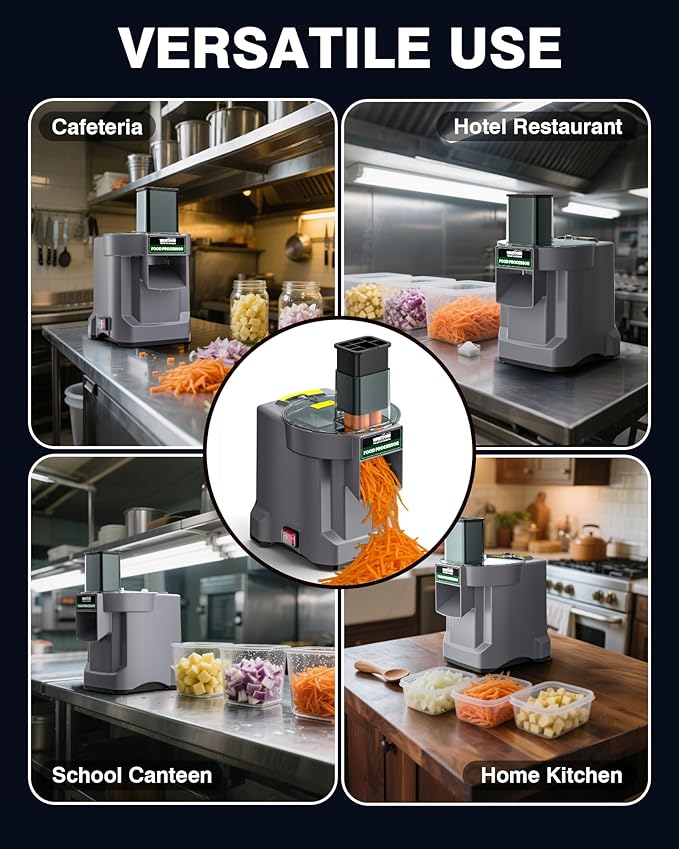 WantJoin 5 in 1 Electric Vegetable Chopper - Multifunctional Commercial Vegetable Dicer Food Fruit Processor Stainless Steel Blades for Slicing(2.5mm), Dicing(6/8/12mm), Chopping(2.5mm),Shredding