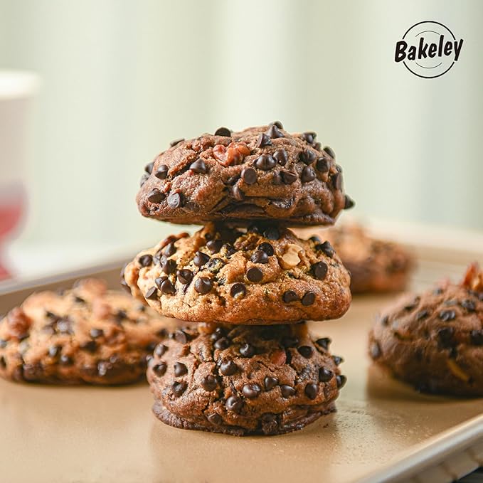 2-Piece Heavy Duty 0.8mm Baking Sheet Pan Set Quarter(9x13in)& Jelly Roll(10x15in), 2 Pack Baking Sheets Non Stick, Cookie Sheet Pan for Oven (Champagne Gold, 15.7"x10.6"/13.5"x9.6")