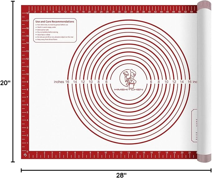 Silicone Baking Pastry Mat, Non Stick Dough Rolling Sheet with Measurement, Nonslip Kitchen Counter Mat, Oven Liner Mat Fondant Dough Kneading Mat for Making Cookies Macarons Bread Pizza