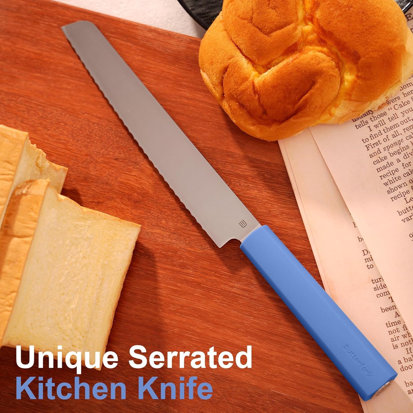 7.5" Serrated Bread Knife for Homemade Bread, Razor Sharp AR-RPM9 Steel & Innovative Wavy Edge, Professional Serrated Knife for Sourdough Bread Cake, Gift Box for Baker Home Chefs