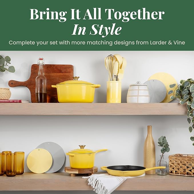 Larder & Vine 8-Piece Bakeware Set | Non-Stick Baking Set with Ceramic Finish | PFAS, PFOA, PTFE, and BPA Free Baking Essentials | Baking Sheets, Muffin Tins and Assorted Baking Pans | Limoncello