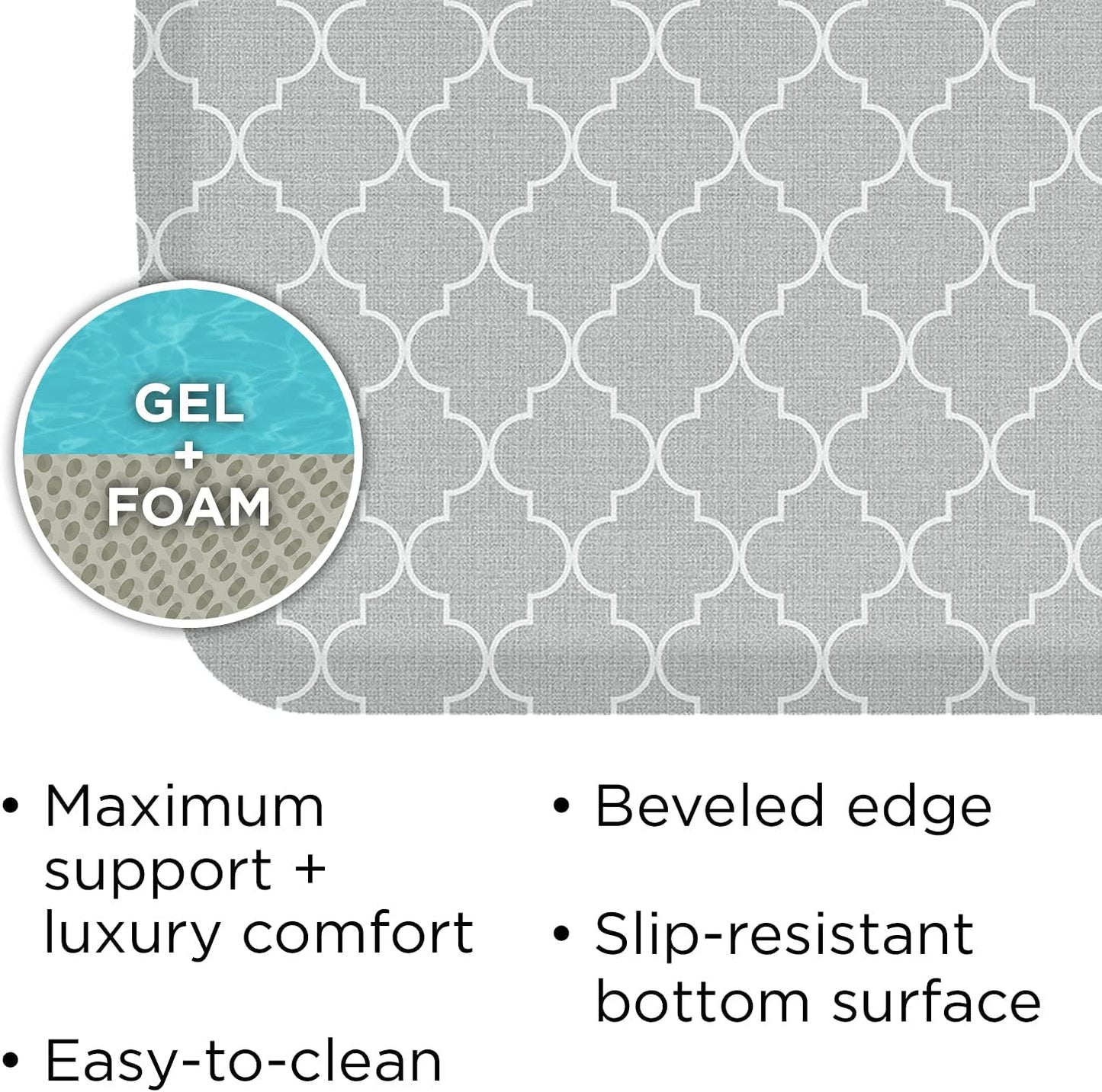 GelPro Elite Trellis Light Grey Kitchen Comfort Mat, 20" x 36