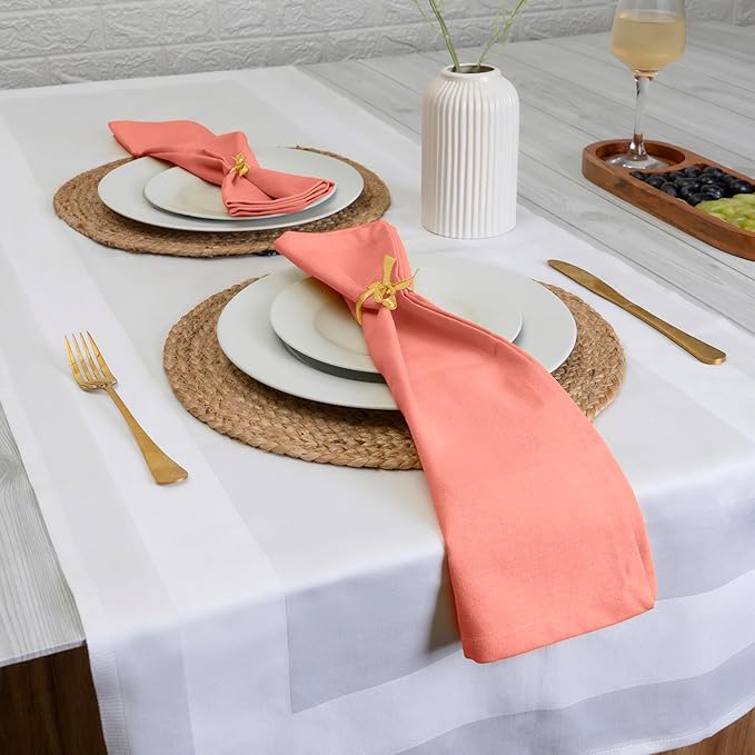 Blue Needles Solid Cloth Napkins Set of 6 Salmon 100% Cotton Dinner Napkins 18x18 inches - Soft, Reusable, Absorbent & Washable Fall Thanksgiving Linen, Ideal for Events, Parties & Everyday Use