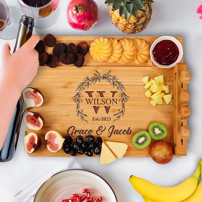 Personalized Charcuterie Board - Wedding Gifts for Couples 2025 β Custom Charcuterie Boards with Knife Set, Personalized Cutting Board, Engagement, Anniversary, Bridal Shower, Housewarming Gift