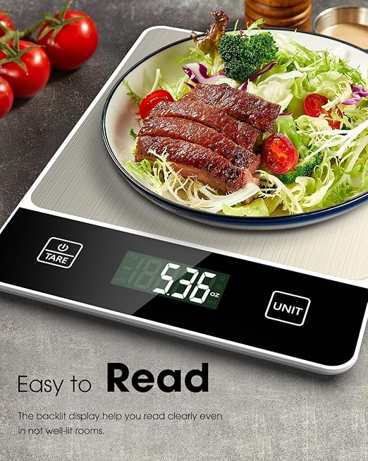 Mik-Nana Food Scale, 22lb/10kg Digital Kitchen Scale Weight Grams and Oz for Baking Cooking Coffee Meal Prep Package Postage, 6 Units with Tare Function, 1g/0.04oz Precise Graduation (White)