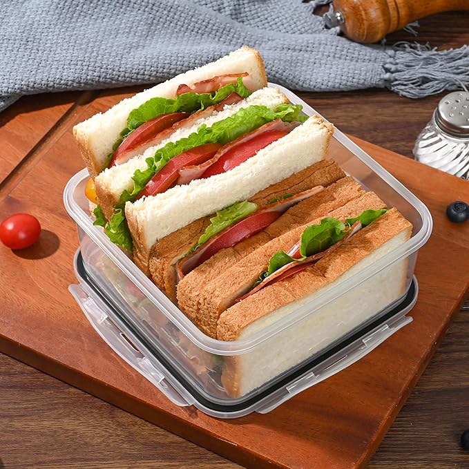 5 Pack Large Food Storage Containers with Leak-Proof Lids, Stackable Kitchen Storage Bowls Sets (14/30/54/80/128 oz), Reusable Meal Prep Plastic Containers, BPA-Free, Dishwasher Safe