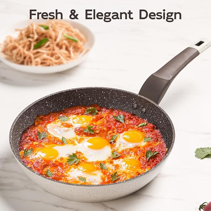 9.4" Ceramic Skillet | Non Stick Frying Pan with Stay-Cool Handle – PFOA-Free, Induction Safe Egg Pan