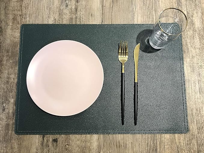 Set of 8 Faux Leather Placemats, PU Table Mats, Waterproof, Stain Resistant, Heat Resistant, Easy to Clean for Kitchen Dining Table,Conference Table