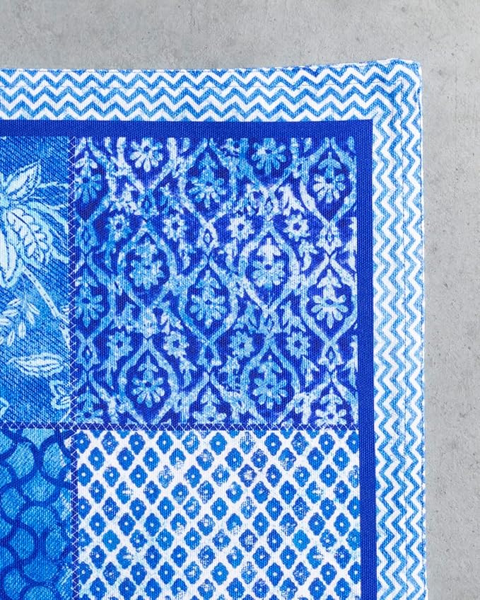 Maison d' Hermine Placemats Set of 4 100% Cotton Washable Cloth Place Mats, Reusable Table Mats for Kitchen Dining Decoration, Party, Wedding, Restaurant Spring/Summer (Indigo Love, 13" x 19")