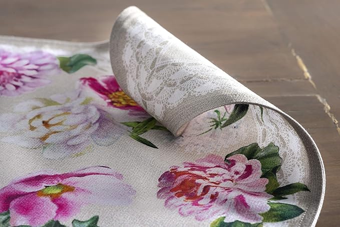 Maison d' Hermine Placemats Set of 4 100% Cotton Washable Cloth Place Mats, Reusable Table Mats for Kitchen Dining Decoration, Party, Wedding, Restaurant Spring/Summer (Pivoine, 13" x 19")