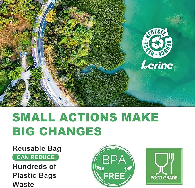 Lerine 9 Pack Reusable Gallon Freezer Bags Dishwasher Safe, BPA Free Reusable freezer Bags 1 Gallon, Extra Thick Leakproof Food Storage Bags for Meal Prep, Fridge Kitchen Organization (Gray, 9Gallon)