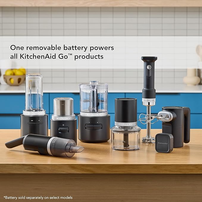 KitchenAid Go Cordless Hand Blender with Accessories - battery included, KHBRV75, Black Matte