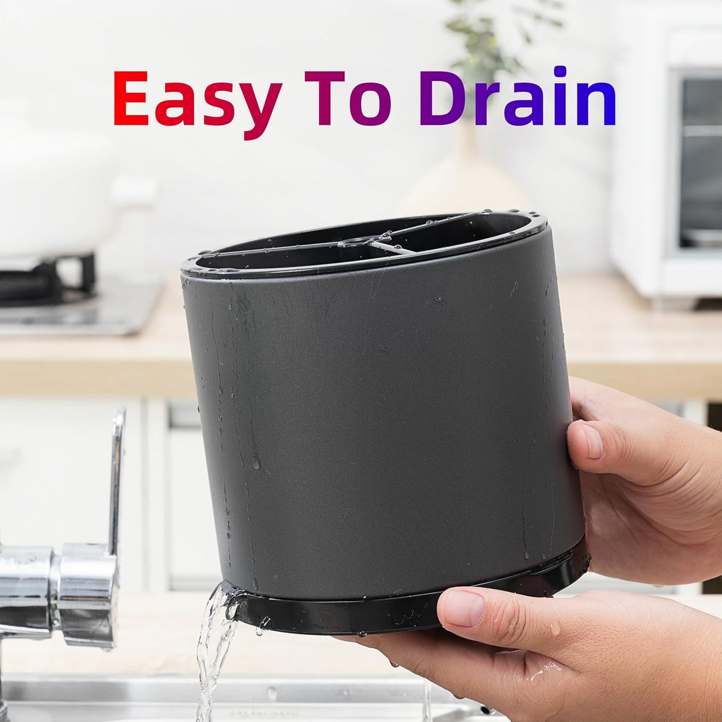 Kitchen Utensil Holder Silverware Organizer 360°Rotating For Counter Organizer Stainless Steel Storage Silverware Caddy 3 Compartment Flatware Spoon Spatula Tool Cutlery Container(Grey)