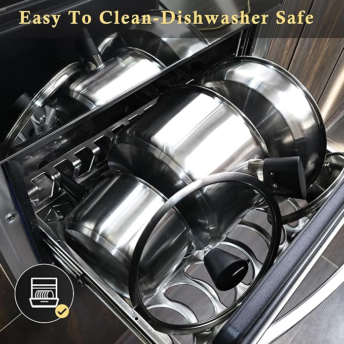 Meythway πππππππ Stainless Steel Pots and Pans Set Non Toxic, 6PCs Kitchen Cookware Sets with Stay-Cool Handles, Non-Stick, Dishwasher Safe&Compatible with All Stovetops(Gas,Electric&Induction)