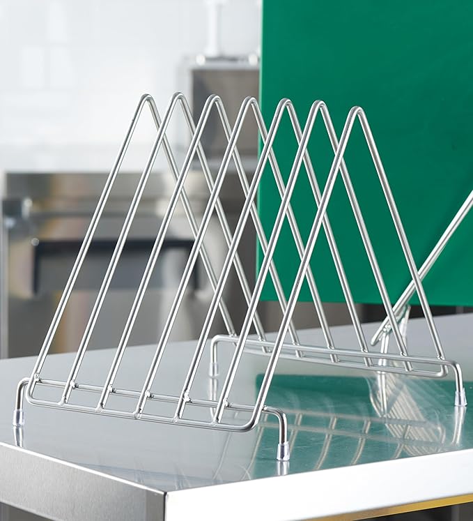 CURTA 6-Piece NSF 24" x 18" x 1/2" Multi-Colored Flexible Cutting Board Kit with Stainless steel Storage Rack, Color Coded Plastic Chopping Board with Anti Slip Surface Dishwasher Safe