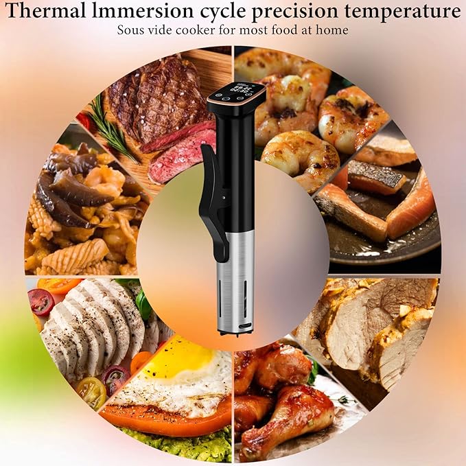Sous Vide Machine, WiFi APP Recipes Included, Sous Vide Cooker 1100W, Immersion Circulator Precisional Cooker with Accurate Temperature, Ultra Quiet, IPX7 Waterproof, Fast Heating and Time Control