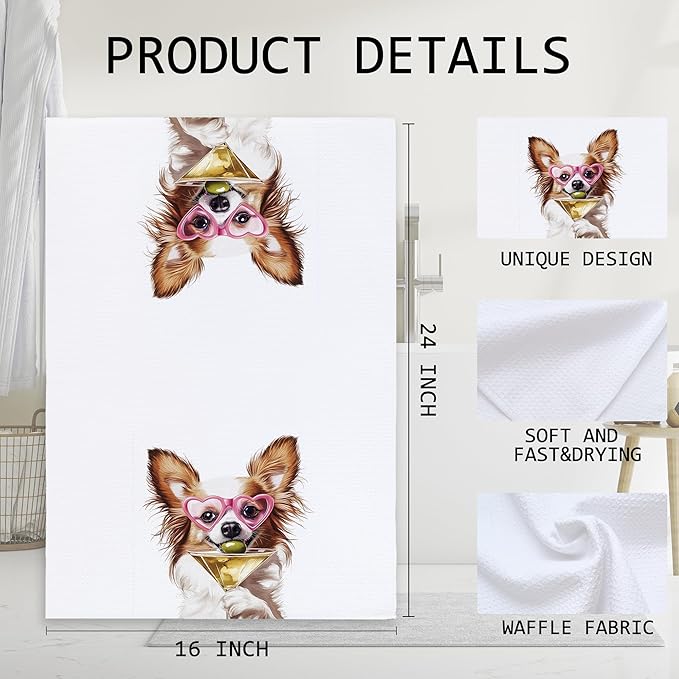Cabana Bro Chihuahua Gifts Kitchen Towels, Chihuahua Gifts for Women Decorative Hand Towels for Bathroom, Funny Chichi Puppy Cocktail Tequila Drinking Dish Tea Towels for Kitchen, 16x24 Inch