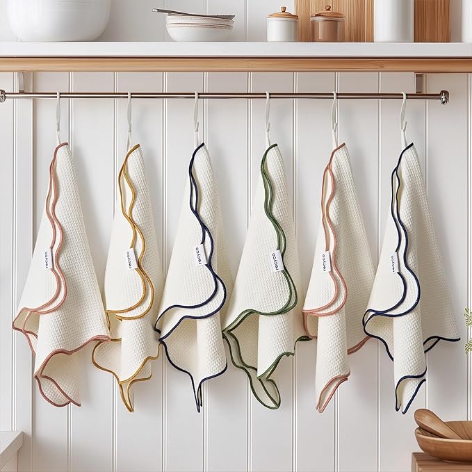 RECYCO Waffle Kitchen Towel Set of 2 - Quick Dry Microfiber Sustainable Dish Towels - Ultra Absorbent Reusable Cleaning Tea Towels - Lightweight Hand Towels,16”x 28”, Coral Pink