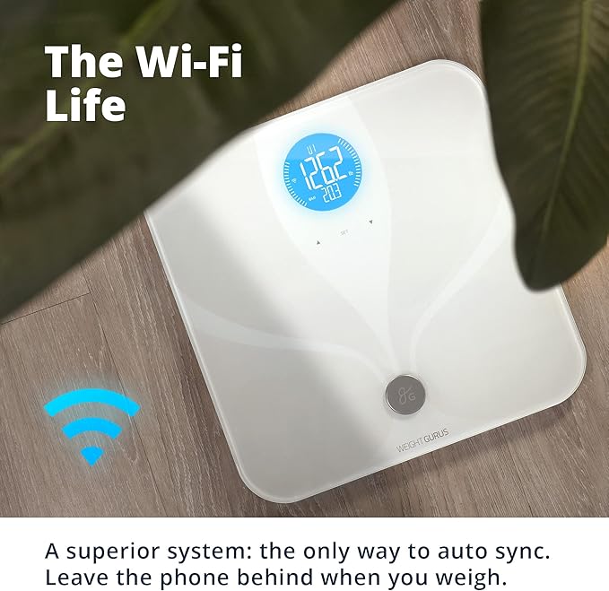 Greater Goods WiFi Premium Smart Scale Measures and Tracks Weight, BMI, Muscle Mass, Water Weight, Bone Density and Body Fat