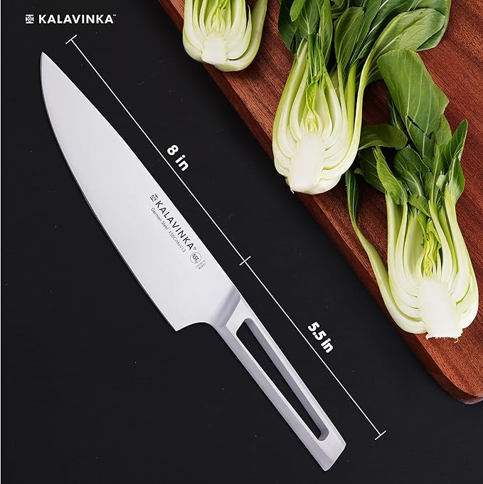 Professional Chef Knife 8", High Carbon Stainless Steel Blade, All-Purpose Kitchen Knife with Gifted Sheath, Summer Cooking (VENDANA)