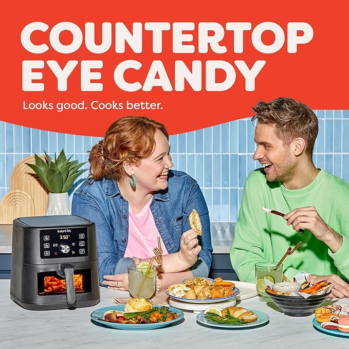 Instant Pot 4Qt VORTEX 6-in-1 Mini Air Fryer, Custom Program Options, Air Fry, Broil, Roast, Dehydrate, Bake, Reheat, Black, 4 Quarts