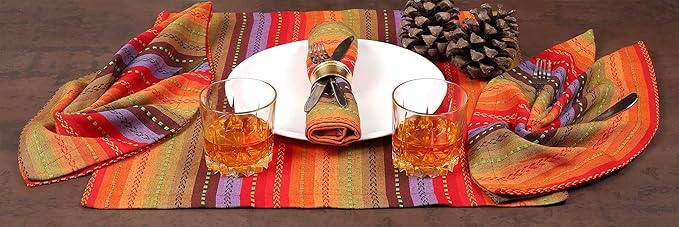 Ramanta Home Salsa Stripe Red Oversized Cloth Napkins 20x20 Inches, Cotton Soft & Durable Table Dinner Napkin Ideal for Thanksgiving, Christmas, Wedding | Washable Kitchen Fabric for Everyday Use