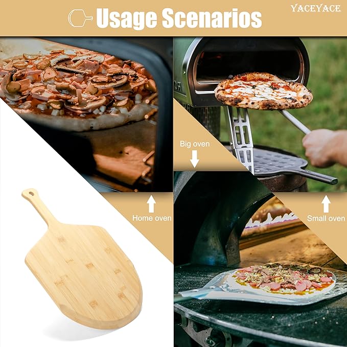 Pizza Spatula Paddle 12 inch, 2Pcs Bamboo Pizza Peel, Bamboo Pizza Spatula Paddle Pizza Paddle