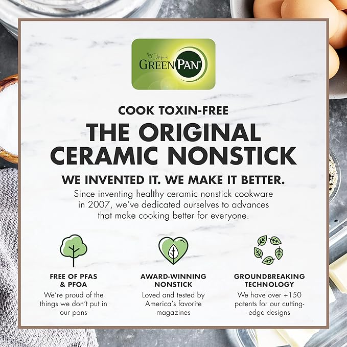 GreenPan Premiere Ovenware Healthy Ceramic Nonstick 4 Piece Bakeware Set, PFAS-Free, Rectangular, Square, Quarter, Half Sheet Baking Pans, Warp-Free, Oven Safe to 600F, Dishwasher Safe, Gray
