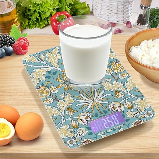 Food Scale Kitchen Digital Scale Food Ounces and Grams Dieting Baking Cooking Waterproof Glass Panels LCD Display,4 Units Scale Tare Function 016