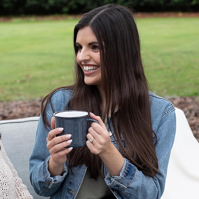 Set of 16 Ceramic Campfire Mugs – 15 Oz, Green – Coffee & Tea Cups for Home, Work, Travel, Camping – Customizable, Great for DIY, Events, Companies