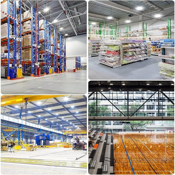 4 Pack 300W UFO Led High Bay Light,120VAC,5000K Daylight Commercial Bay Lighting,IP66 Waterproof,45050LM,1300W MH/HPS with Plug Area Lighting for Warehouse/Shop/Workshop/Barn/Gym/Factory