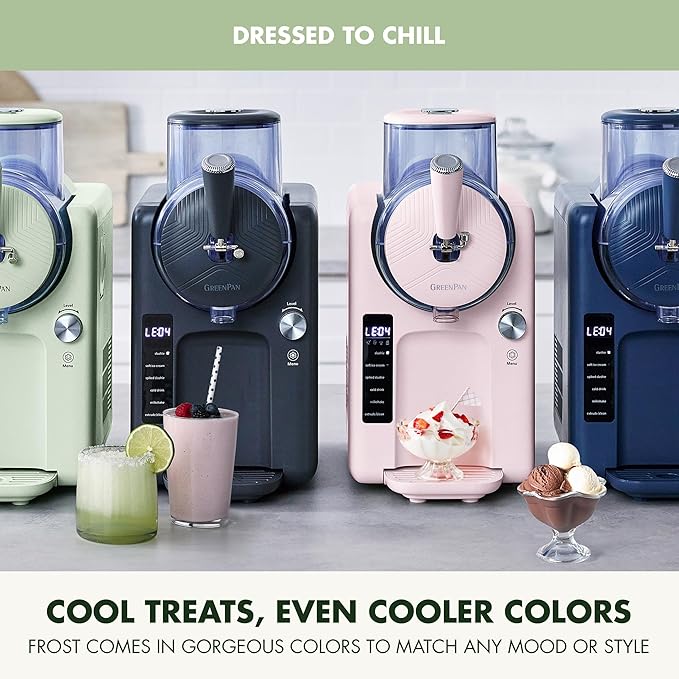 GreenPan Frost Ice Cream Machine & Frozen Drink Maker, Soft Serve, Slushie, Sorbet, Milkshakes & Cocktails, No Freezer Needed, 7 Textures, Quiet & Rapid, Easy Clean, Family Size, Pistachio Sage
